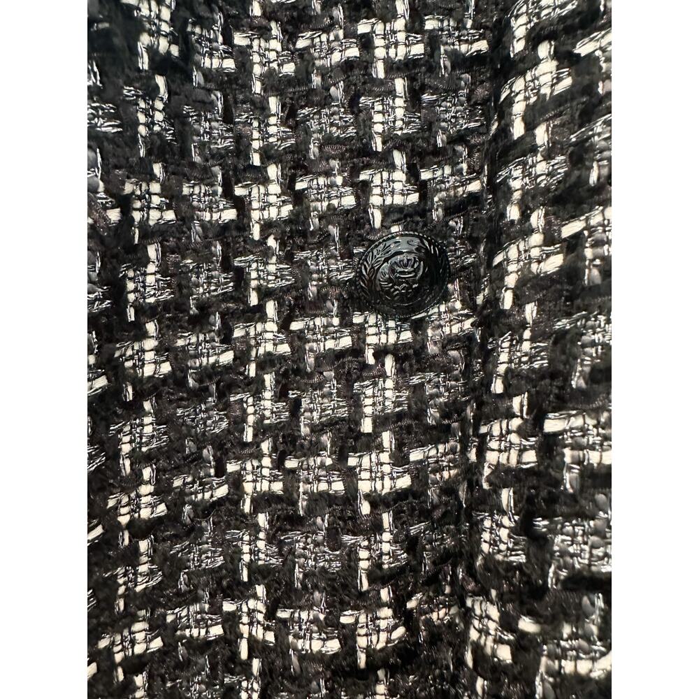 L'Agence Oakley Black and Ivory Metallic Houndstooth Jacket Coat 8 - Picture 6 of 13